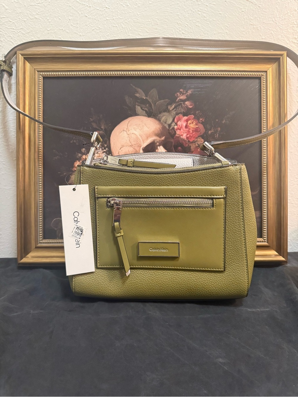 Calvin Klein Hadley Triple Compartment Crossbody in Olive Branch NWT
